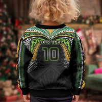 Custom Cook Islands Rugby League Kid Ugly Christmas Sweater Tatau Tribal Motifs-Black Color - Polynesian Pride