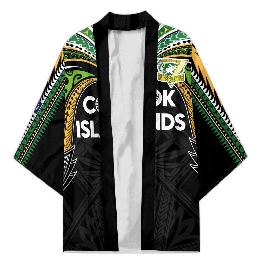 Custom Cook Islands Rugby League Kimono Tatau Tribal Motifs-Black Color - Polynesian Pride