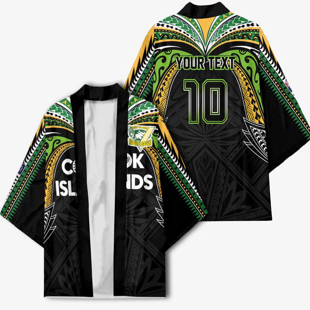 Custom Cook Islands Rugby League Kimono Tatau Tribal Motifs-Black Color - Polynesian Pride