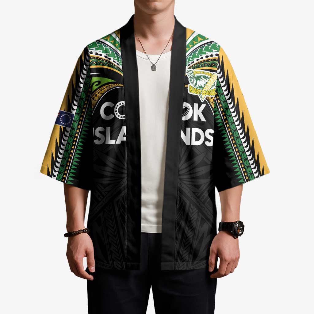 Custom Cook Islands Rugby League Kimono Tatau Tribal Motifs-Black Color - Polynesian Pride