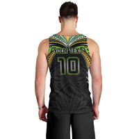 Custom Cook Islands Rugby League Men Tank Top Tatau Tribal Motifs-Black Color - Polynesian Pride