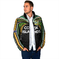 Custom Cook Islands Rugby League Padded Jacket Tatau Tribal Motifs-Black Color - Polynesian Pride