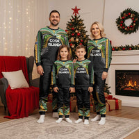 Custom Cook Islands Rugby League Christmas Pajama Set Tatau Tribal Motifs-Black Color - Polynesian Pride
