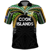 Custom Cook Islands Rugby League Polo Shirt Tatau Tribal Motifs-Black Color - Polynesian Pride