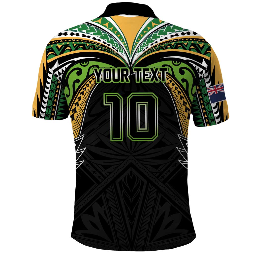 Custom Cook Islands Rugby League Polo Shirt Tatau Tribal Motifs-Black Color - Polynesian Pride