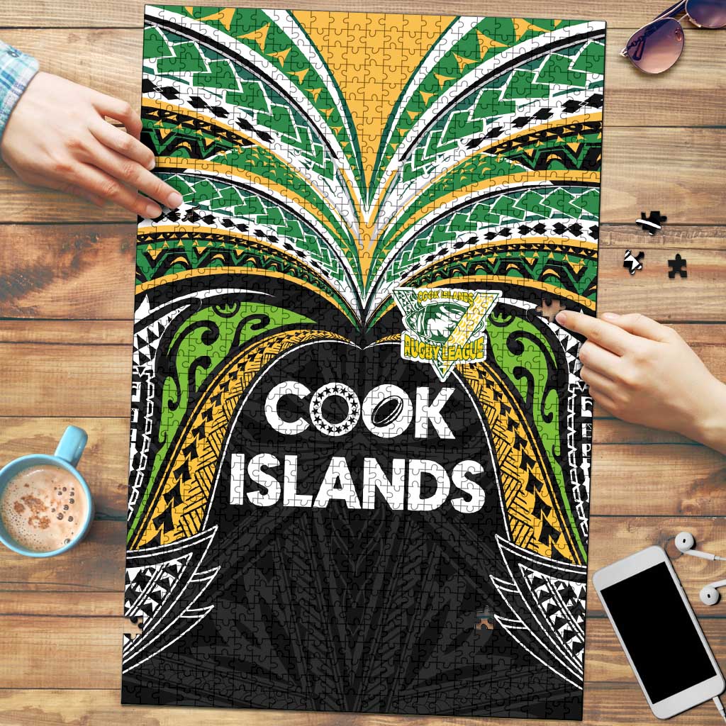 Cook Islands Rugby League Puzzle Tatau Tribal Motifs-Black Color - Polynesian Pride