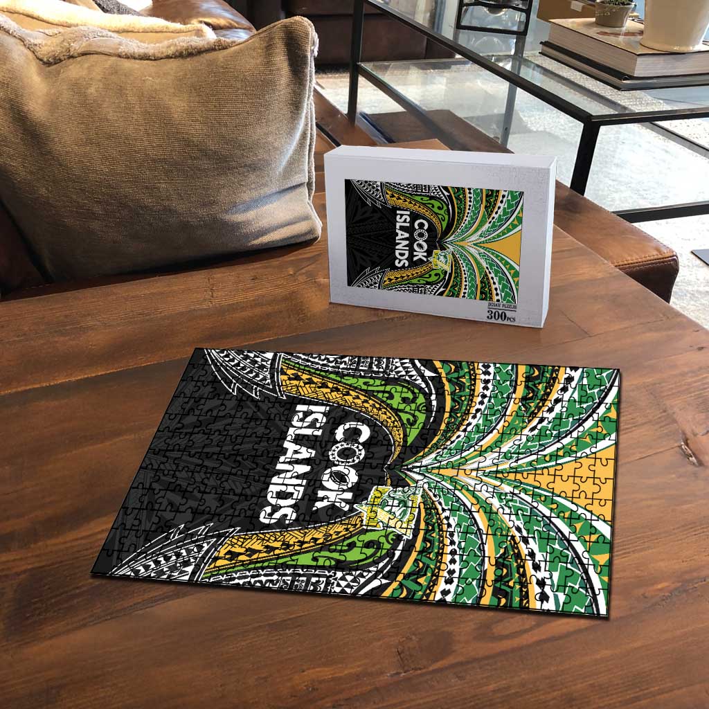Cook Islands Rugby League Puzzle Tatau Tribal Motifs-Black Color - Polynesian Pride