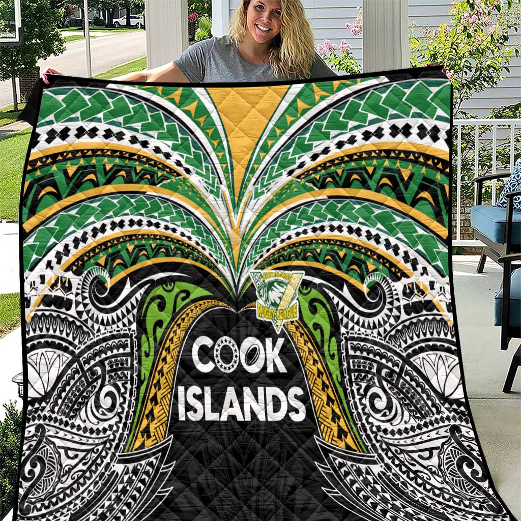 Cook Islands Rugby League Quilt Tatau Tribal Motifs-Black Color - Polynesian Pride