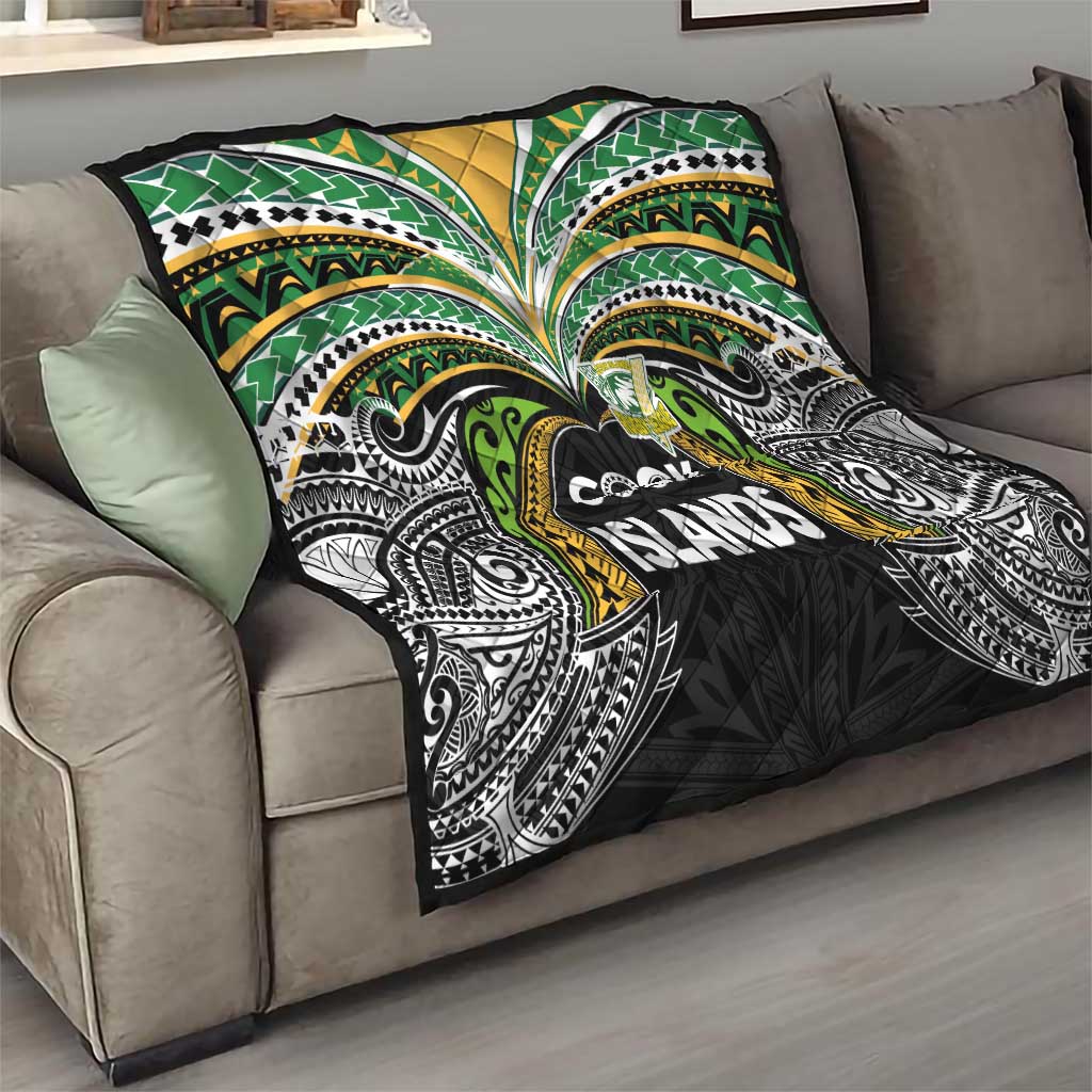 Cook Islands Rugby League Quilt Tatau Tribal Motifs-Black Color - Polynesian Pride