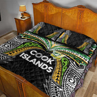 Cook Islands Rugby League Quilt Bed Set Tatau Tribal Motifs-Black Color - Polynesian Pride