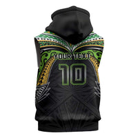 Custom Cook Islands Rugby League Sleeveless Hoodie Tatau Tribal Motifs-Black Color - Polynesian Pride