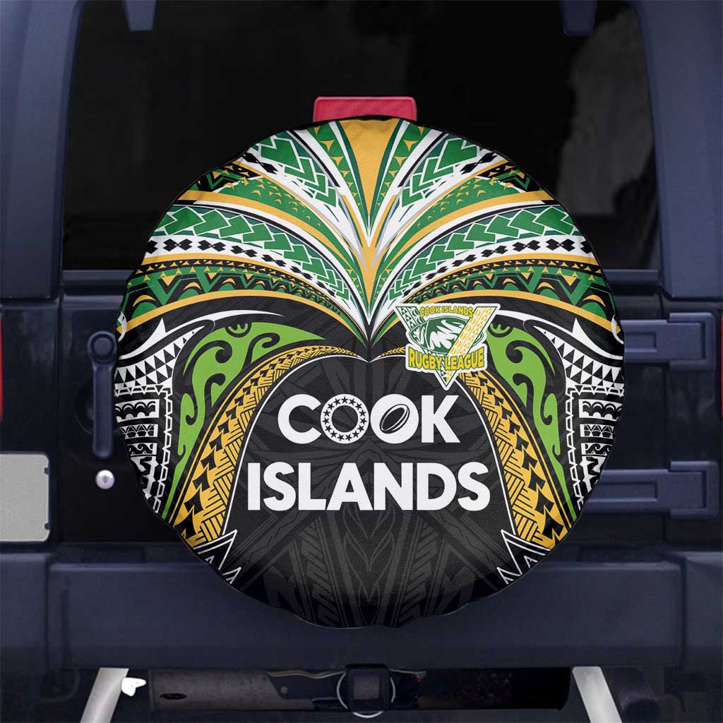 Cook Islands Rugby League Spare Tire Cover Tatau Tribal Motifs-Black Color - Polynesian Pride