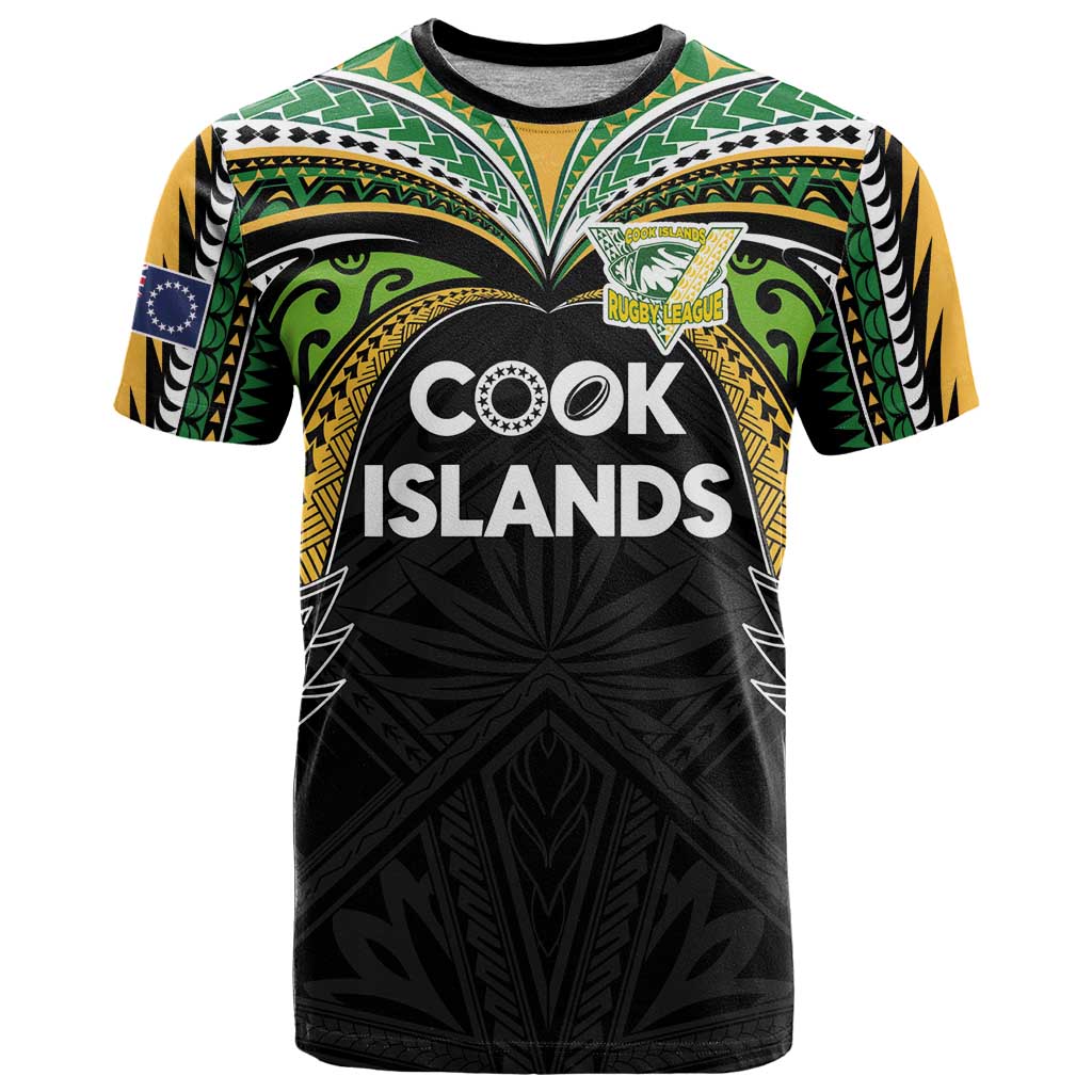 Custom Cook Islands Rugby League T Shirt Tatau Tribal Motifs-Black Color - Polynesian Pride