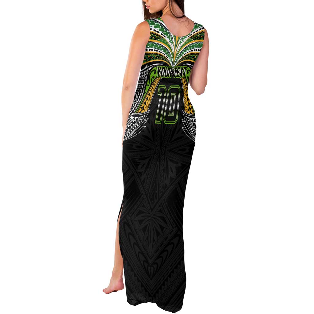 Custom Cook Islands Rugby League Tank Maxi Dress Tatau Tribal Motifs-Black Color - Polynesian Pride
