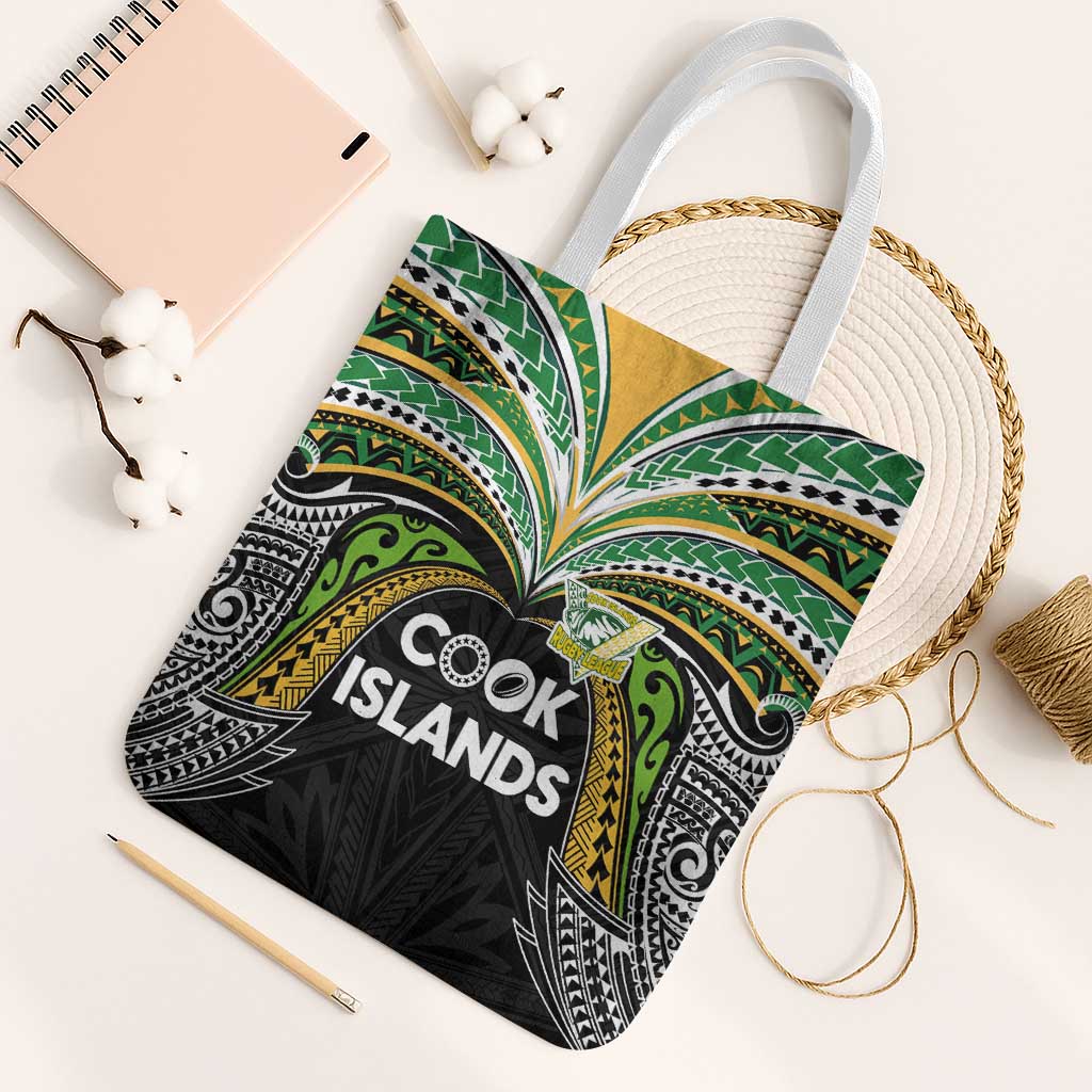 Cook Islands Rugby League Tote Bag Tatau Tribal Motifs-Black Color - Polynesian Pride