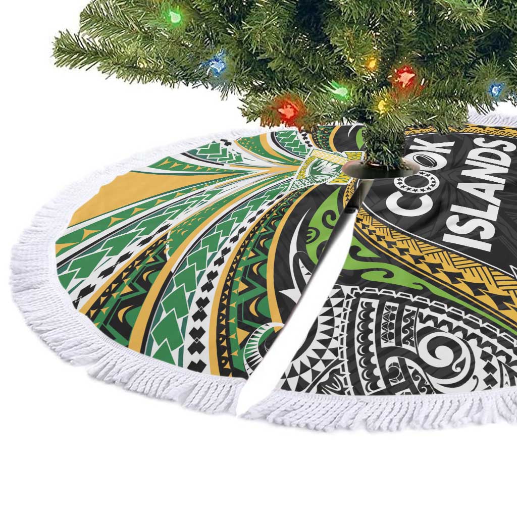 Cook Islands Rugby League Tree Skirt Tatau Tribal Motifs-Black Color - Polynesian Pride