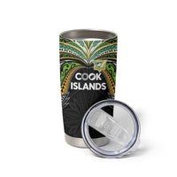 Custom Cook Islands Rugby League Tumbler Cup Tatau Tribal Motifs-Black Color - Polynesian Pride
