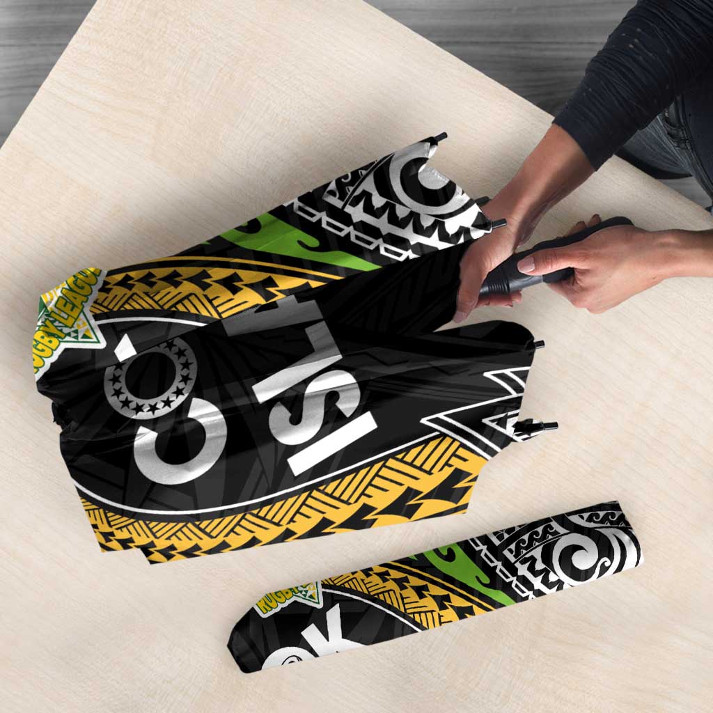 Cook Islands Rugby League Umbrella Tatau Tribal Motifs-Black Color - Polynesian Pride