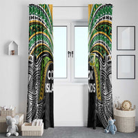 Cook Islands Rugby League Window Curtain Tatau Tribal Motifs-Black Color - Polynesian Pride