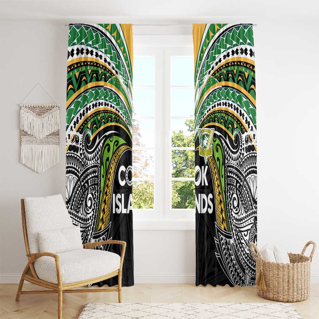 Cook Islands Rugby League Window Curtain Tatau Tribal Motifs-Black Color - Polynesian Pride