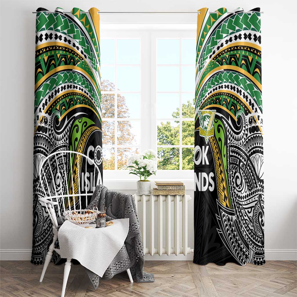 Cook Islands Rugby League Window Curtain Tatau Tribal Motifs-Black Color - Polynesian Pride