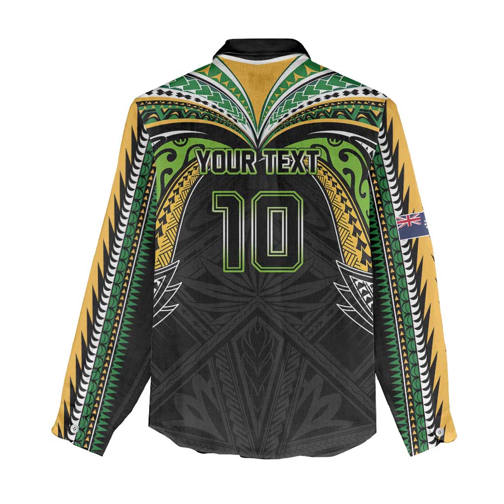 Custom Cook Islands Rugby League Women Casual Shirt Tatau Tribal Motifs-Black Color - Polynesian Pride