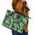 Hawaiian Quilt Pattern Leather Tote Bag Hibiscus and Tribal Element Vintage Green Vibe LT03 - Polynesian Pride