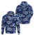 Hawaiian Quilt Pattern Hoodie Hibiscus and Tribal Element Vintage Blue Vibe LT03 - Polynesian Pride