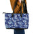 Hawaiian Quilt Pattern Leather Tote Bag Hibiscus and Tribal Element Vintage Blue Vibe LT03 - Polynesian Pride