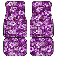 Hawaiian Quilt Pattern Car Mats Hibiscus and Tribal Element Vintage Purple Vibe LT03 Purple - Polynesian Pride