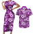 Hawaiian Quilt Pattern Couples Matching Short Sleeve Bodycon Dress and Hawaiian Shirt Hibiscus and Tribal Element Vintage Purple Vibe LT03 Purple - Polynesian Pride