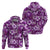 Hawaiian Quilt Pattern Hoodie Hibiscus and Tribal Element Vintage Purple Vibe LT03 - Polynesian Pride