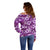 Hawaiian Quilt Pattern Off Shoulder Sweater Hibiscus and Tribal Element Vintage Purple Vibe LT03 - Polynesian Pride