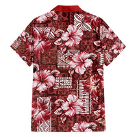 Hawaiian Quilt Pattern Family Matching Short Sleeve Bodycon Dress and Hawaiian Shirt Hibiscus and Tribal Element Vintage Red Vibe LT03 - Polynesian Pride