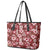 Hawaiian Quilt Pattern Leather Tote Bag Hibiscus and Tribal Element Vintage Red Vibe LT03 - Polynesian Pride