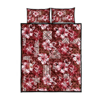 Hawaiian Quilt Pattern Quilt Bed Set Hibiscus and Tribal Element Vintage Red Vibe LT03 - Polynesian Pride