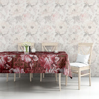 Hawaiian Quilt Pattern Tablecloth Hibiscus and Tribal Element Vintage Red Vibe LT03 - Polynesian Pride