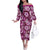 Hawaiian Quilt Pattern Family Matching Off Shoulder Long Sleeve Dress and Hawaiian Shirt Hibiscus and Tribal Element Vintage Pink Vibe LT03 Mom's Dress Pink - Polynesian Pride