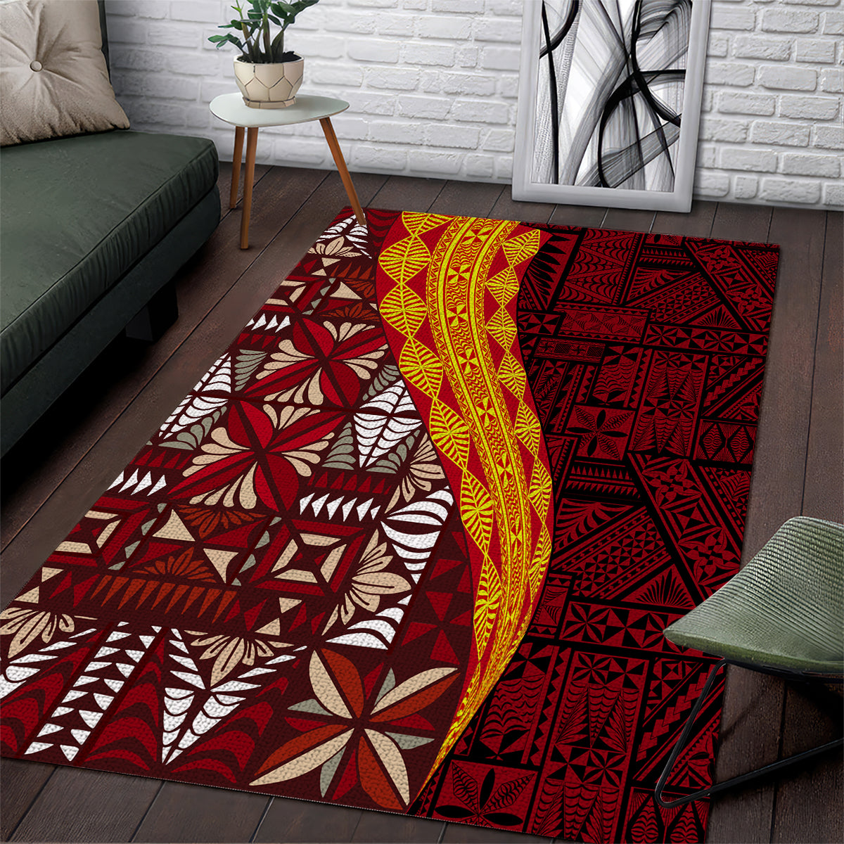 Tonga Feletoa Kupesi Fakatonga Area Rug LT03 Red - Polynesian Pride