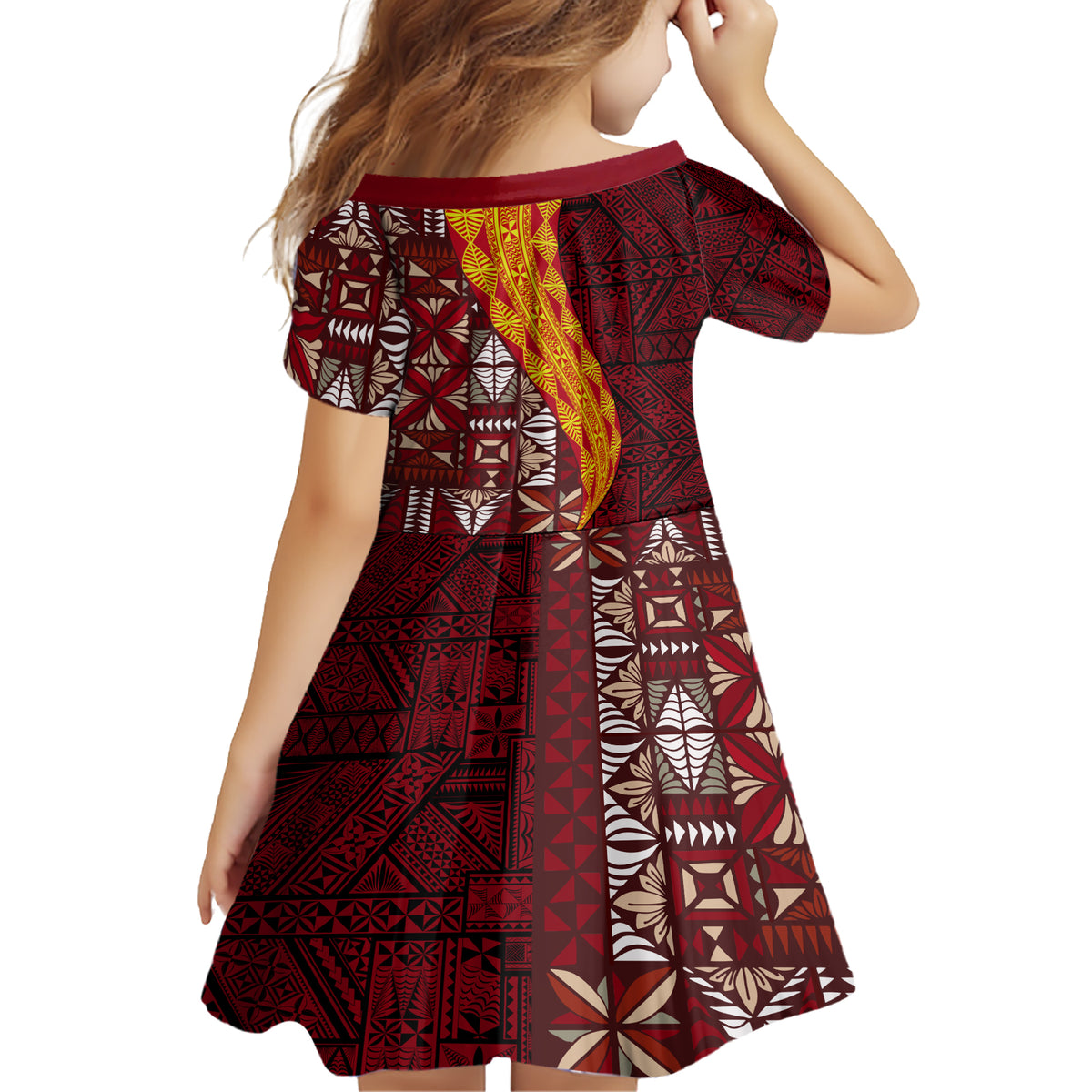 Tonga Feletoa Kupesi Fakatonga Family Matching Short Sleeve Bodycon Dress and Hawaiian Shirt LT03 - Polynesian Pride