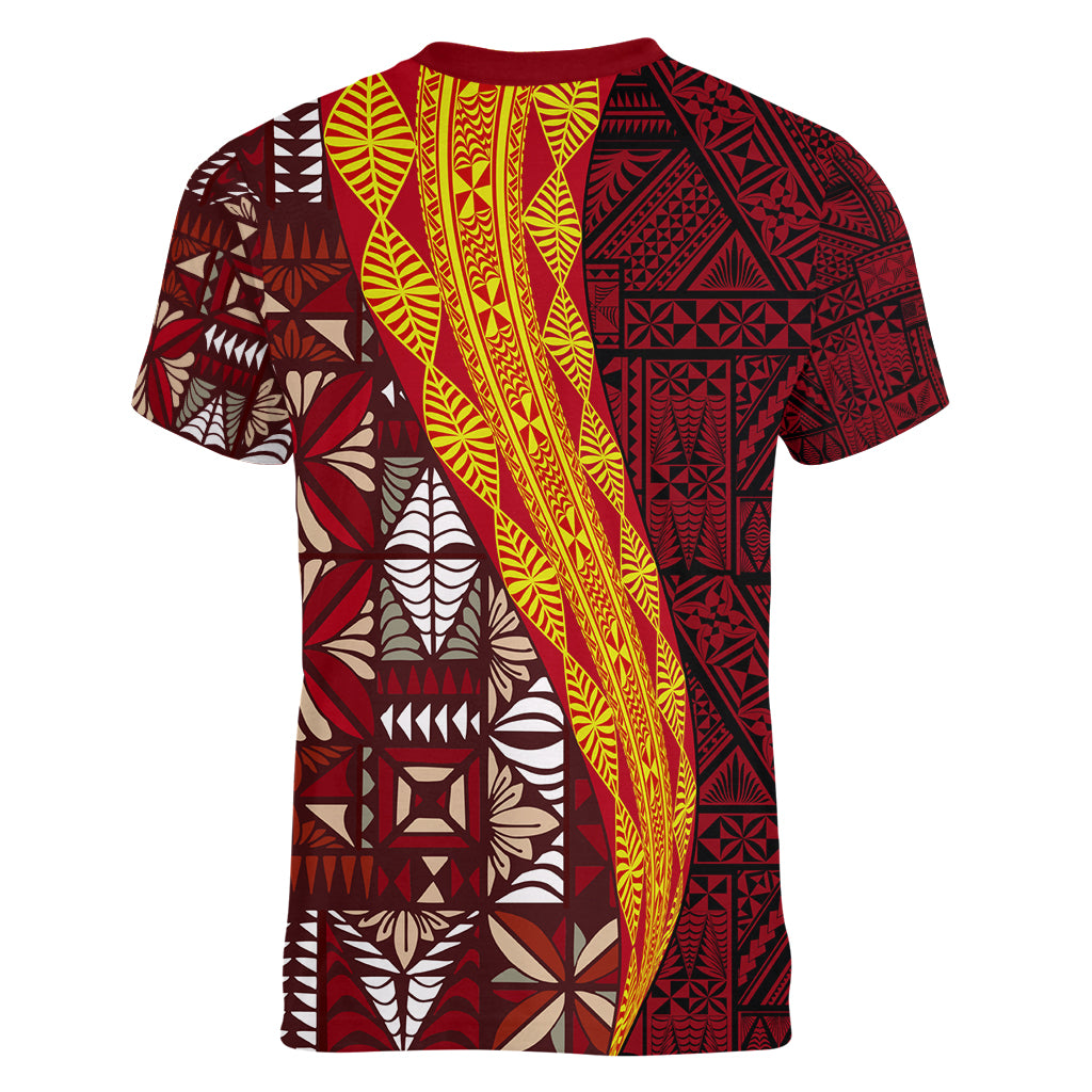 Tonga Feletoa Kupesi Fakatonga Women V Neck T Shirt LT03 - Polynesian Pride