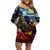 New Zealand and Australia ANZAC Day Off Shoulder Short Dress Kiwi Bird and Kangaroo Soldier Starry Night Style LT03 Women Black - Polynesian Pride