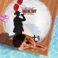 Tokelau ANZAC Day Beach Blanket Lest We Forget Red Poppy Flowers and Soldier LT03 - Polynesian Pride