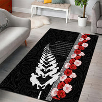 New Zealand ANZAC Day Area Rug Soldier Silver Fern with Red Poppies Flower Maori Style LT03 - Polynesian Pride