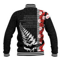 New Zealand ANZAC Day Baseball Jacket Soldier Silver Fern with Red Poppies Flower Maori Style LT03 - Polynesian Pride