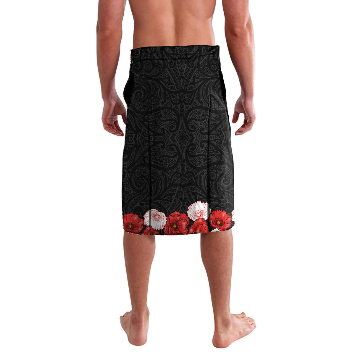 New Zealand ANZAC Day Lavalava Soldier Silver Fern with Red Poppies Flower Maori Style LT03 - Polynesian Pride