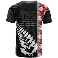 New Zealand ANZAC Day T Shirt Soldier Silver Fern with Red Poppies Flower Maori Style LT03 - Polynesian Pride
