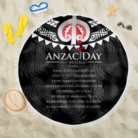 New Zealand ANZAC Day Beach Blanket Lest We Forget Haka Dance Respect LT03 One Size 150cm Black - Polynesian Pride