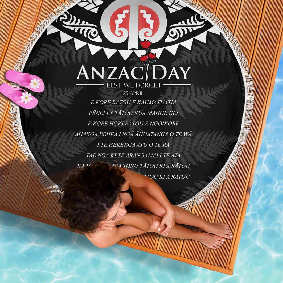 New Zealand ANZAC Day Beach Blanket Lest We Forget Haka Dance Respect LT03 - Polynesian Pride