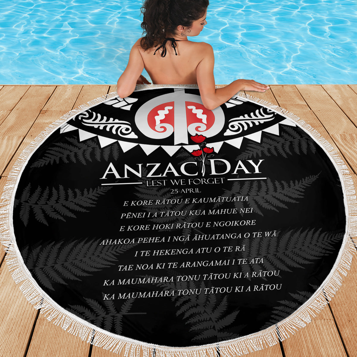 New Zealand ANZAC Day Beach Blanket Lest We Forget Haka Dance Respect LT03 - Polynesian Pride